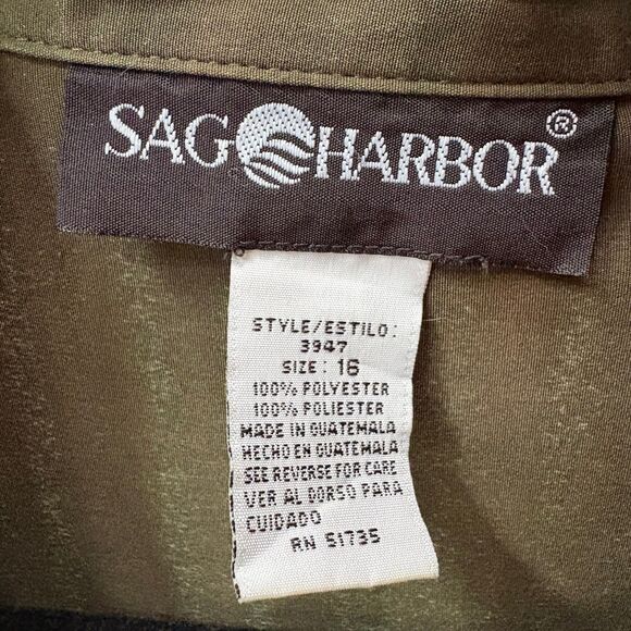 Women's Sag Harbor Olive Green Gradient Botanical Print Button Up Blouse size 16 - Picture 7 of 7